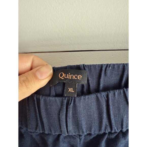 Quince 100% Linen European Tapered Ankle pant Deep Navy Relaxed Lagenlook XL - Picture 6 of 10